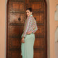 Aqua Blue Dhoti Skirt with Blazer set