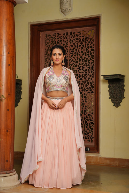 Beachy Peach Lehenga set