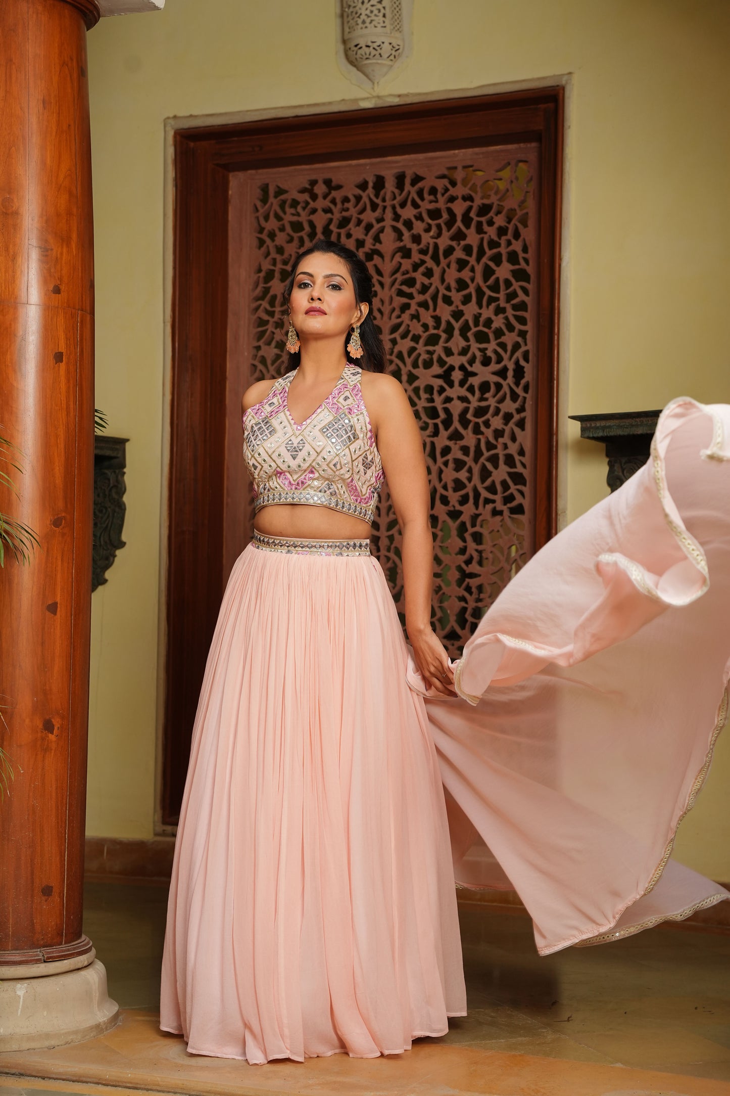 Beachy Peach Lehenga set