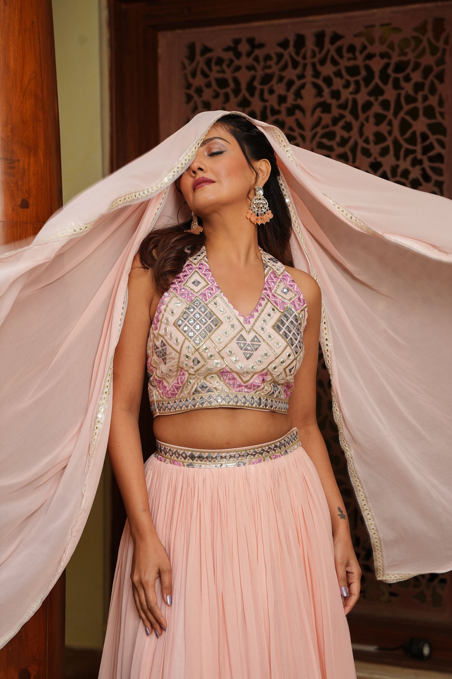 Beachy Peach Lehenga set