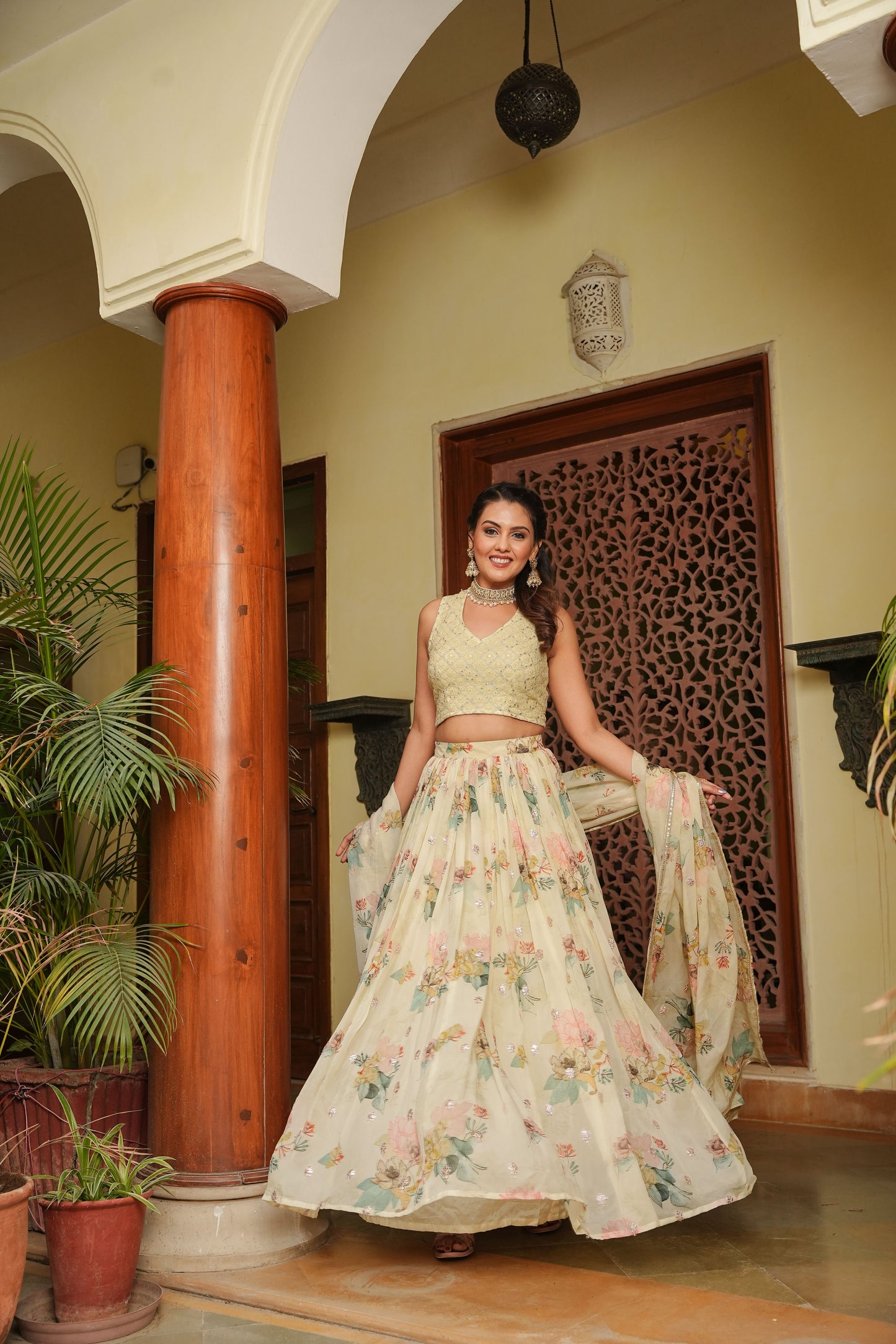 Pastel Yellow Lehenga Set