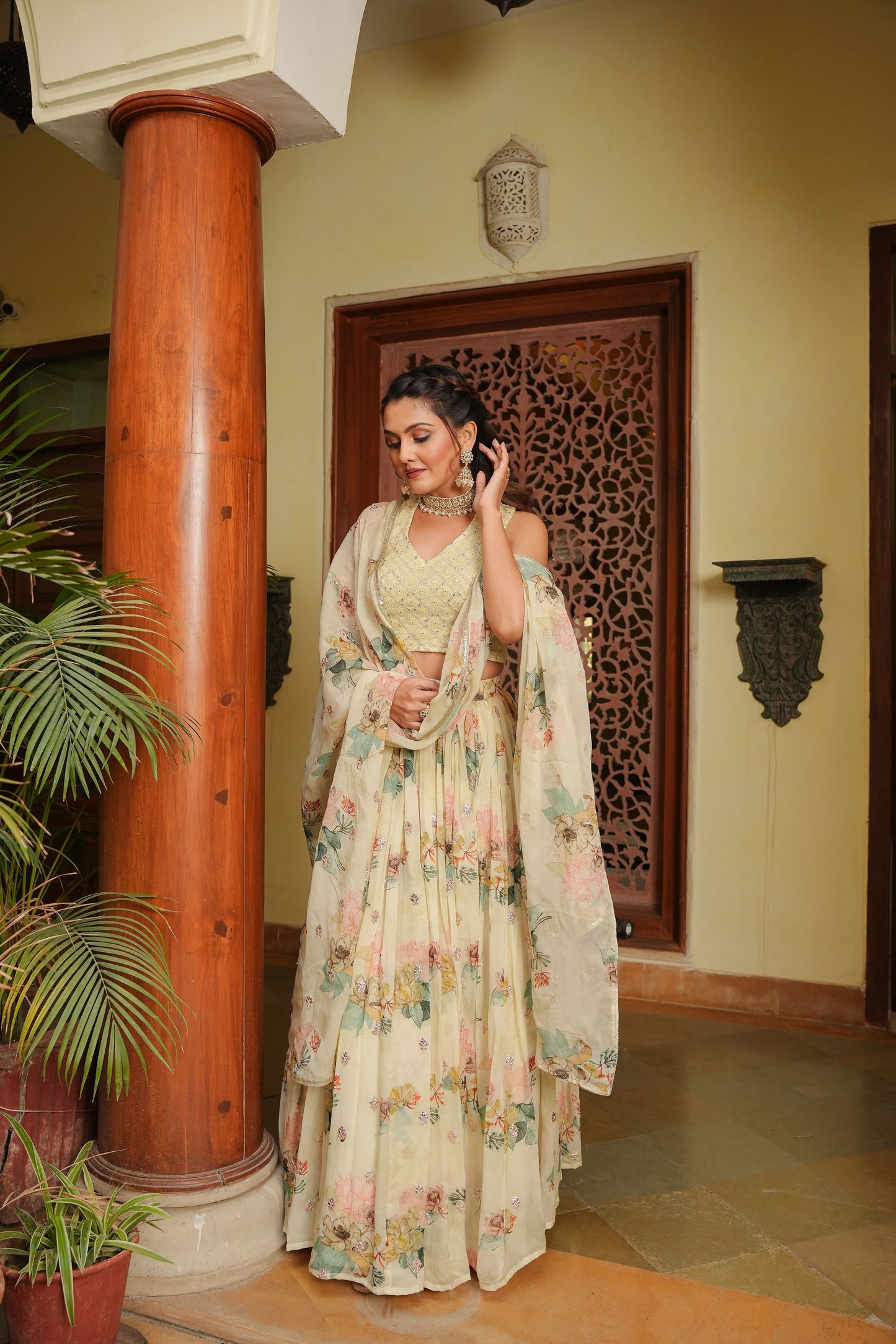 Pastel Yellow Lehenga Set