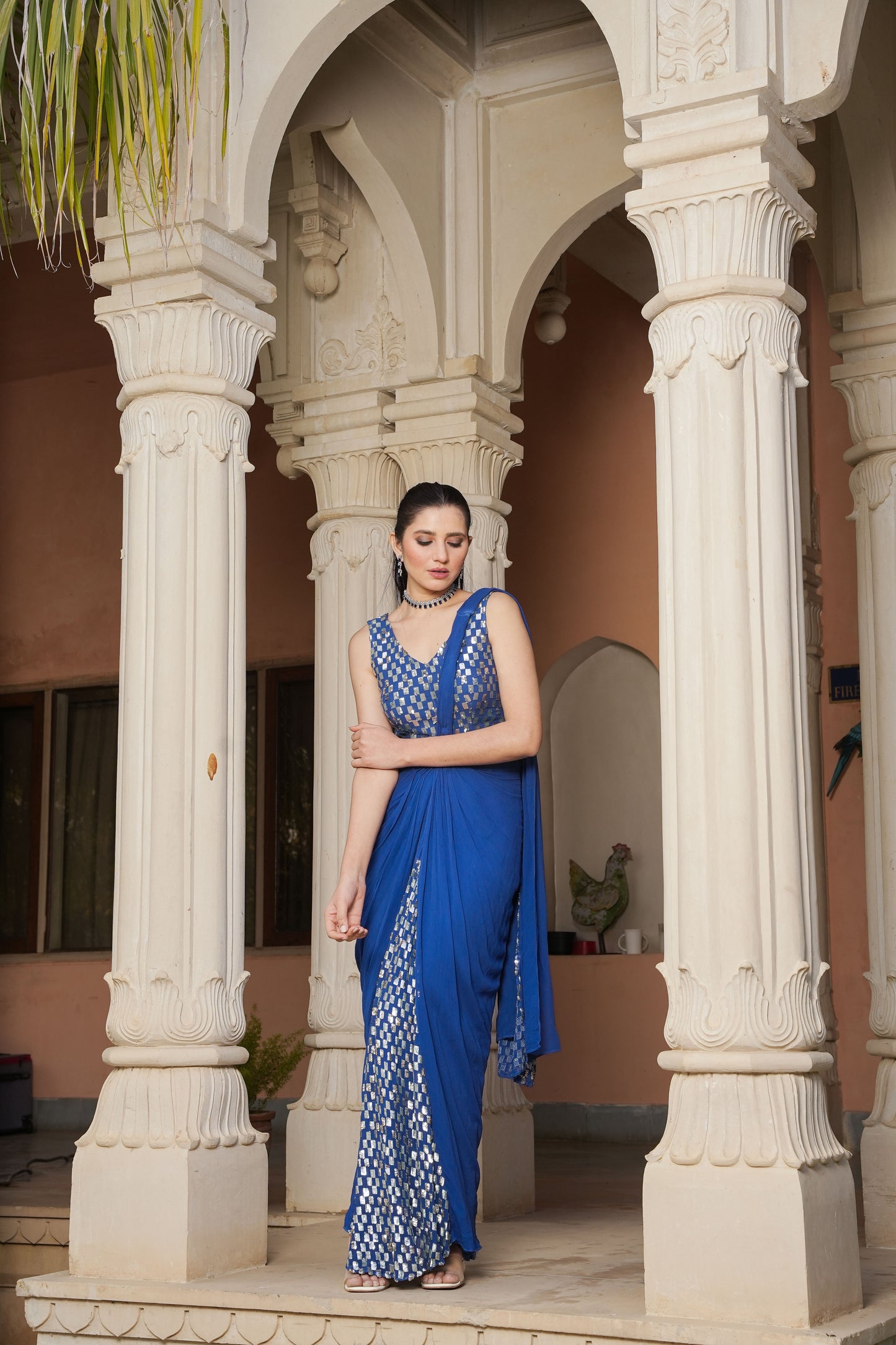 Dazzling Blue Drape Saree