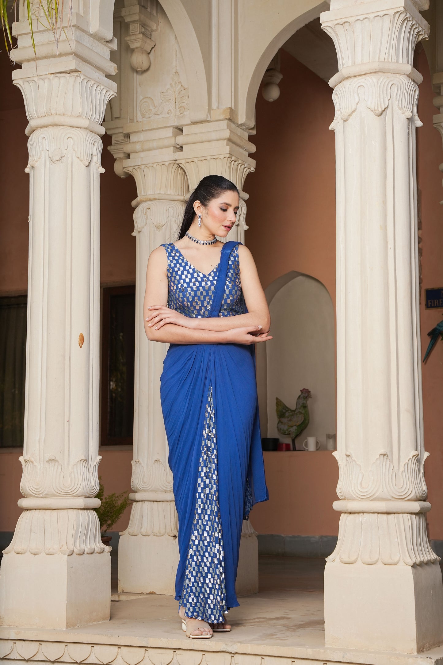 Dazzling Blue Drape Saree