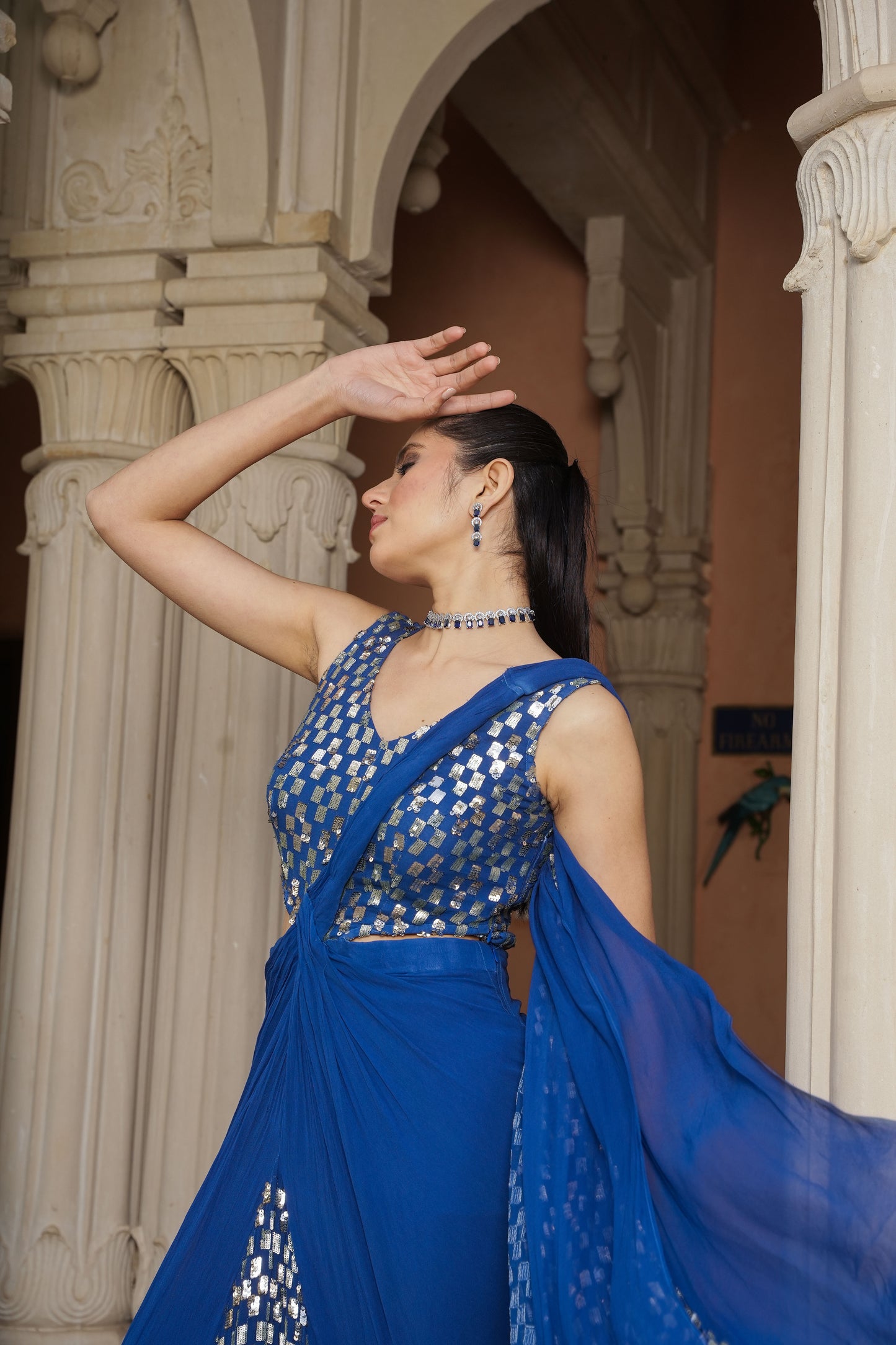 Dazzling Blue Drape Saree